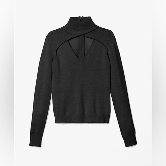 Michael Kors Merino Wool Blend Cutout Sweater - Black - US S - NWT - Picture 3 of 8